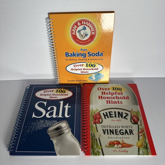 Lot of 3 Over 100 HELPFUL HOUSEHOLD HINTS Series: Baking Soda, Salt, & Vinegar - Picture 1 of 5